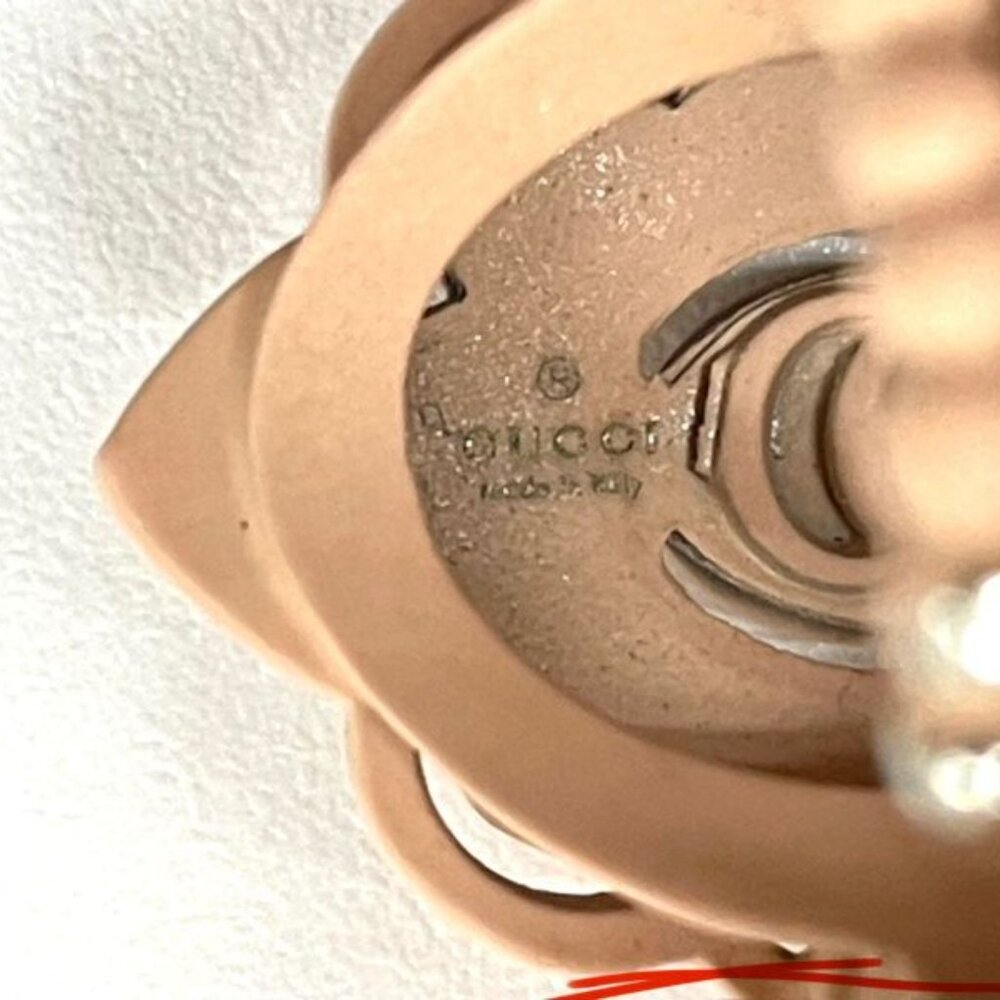 Gucci Michele Period Stone Faux Pearl Flower Ring 14 Ring - Picture 5 of 10